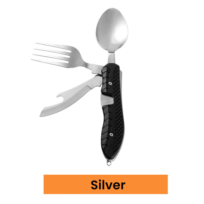 🏕️ 4-In-1 Outdoor Folding Multifunctional Tableware – Detachable Camping Utensil Set ✨