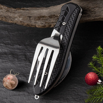 🏕️ 4-In-1 Outdoor Folding Multifunctional Tableware – Detachable Camping Utensil Set ✨