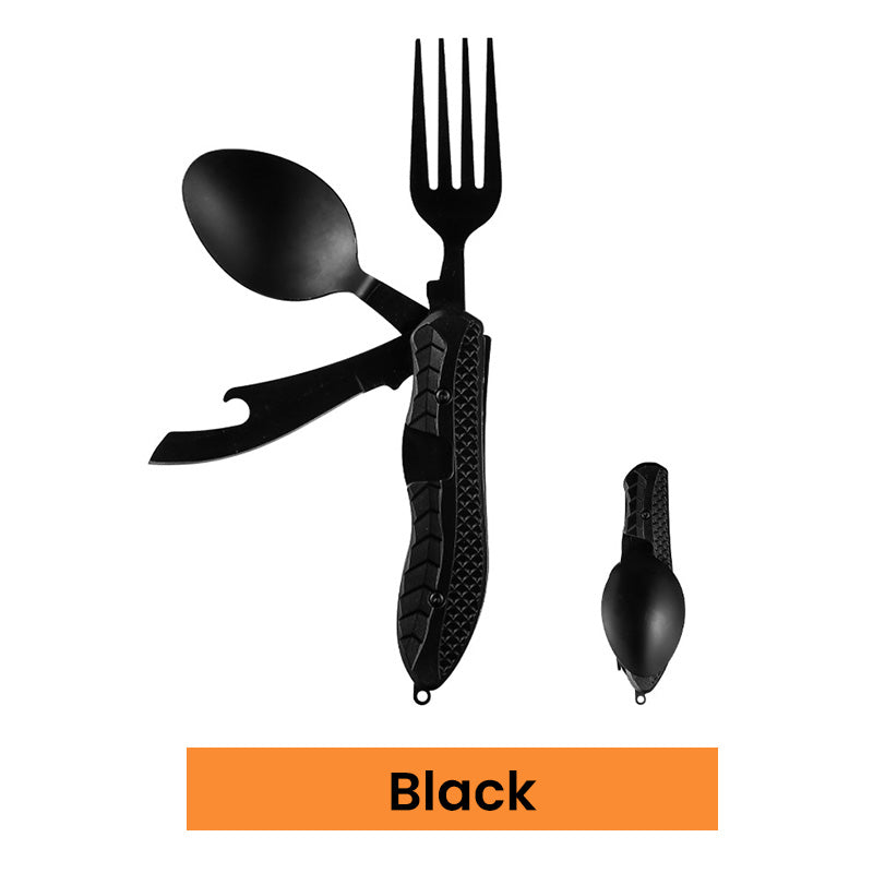 🏕️ 4-In-1 Outdoor Folding Multifunctional Tableware – Detachable Camping Utensil Set ✨
