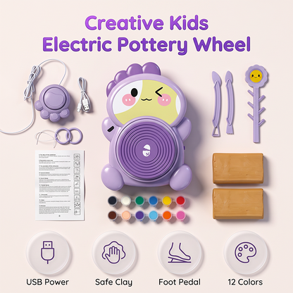 🎨 Kids Electric Pottery Wheel Kit – DIY Clay Craft Set for Creative Play