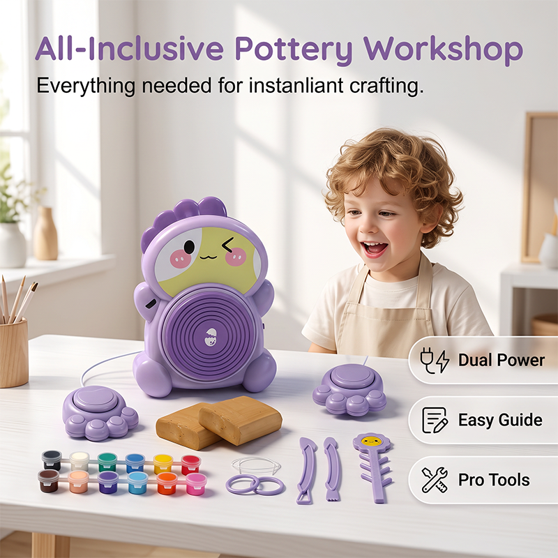 🎨 Kids Electric Pottery Wheel Kit – DIY Clay Craft Set for Creative Play