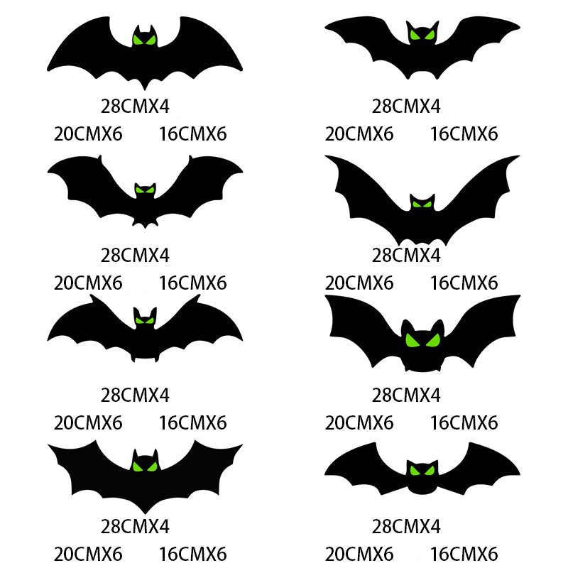 🦇 Halloween Glow Bat Wall Decals – 3D Haunted Party Decor Set