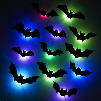 🦇 Halloween Glow Bat Wall Decals – 3D Haunted Party Decor Set