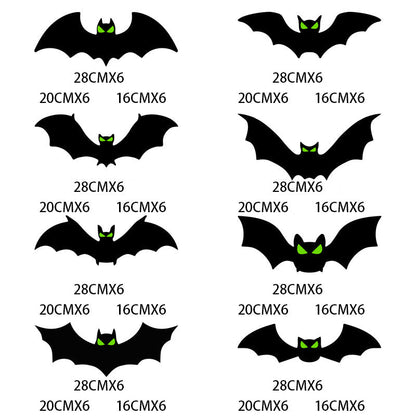 🦇 Halloween Glow Bat Wall Decals – 3D Haunted Party Decor Set