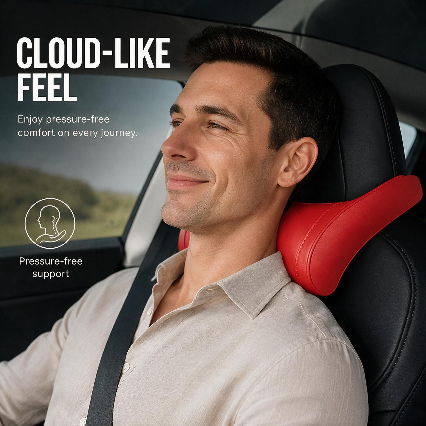 🚗 Memory Foam Car Neck Pillow – Ergonomic Headrest Support