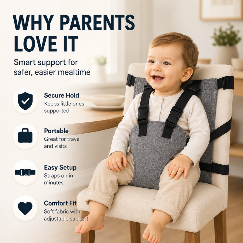 👶 5-Point Baby Chair Harness – Portable Feeding Seat Strap