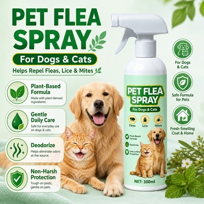 🐾 Plant-Based Pet Flea Spray – Flea, Lice & Mite Coat Care