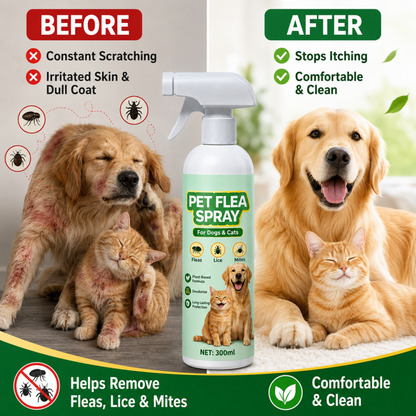 🐾 Plant-Based Pet Flea Spray – Flea, Lice & Mite Coat Care