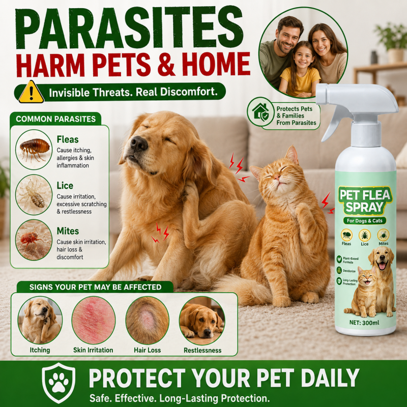 🐾 Plant-Based Pet Flea Spray – Flea, Lice & Mite Coat Care