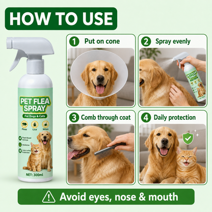 🐾 Plant-Based Pet Flea Spray – Flea, Lice & Mite Coat Care