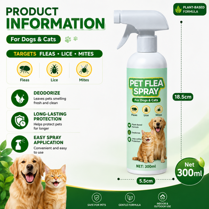 🐾 Plant-Based Pet Flea Spray – Flea, Lice & Mite Coat Care