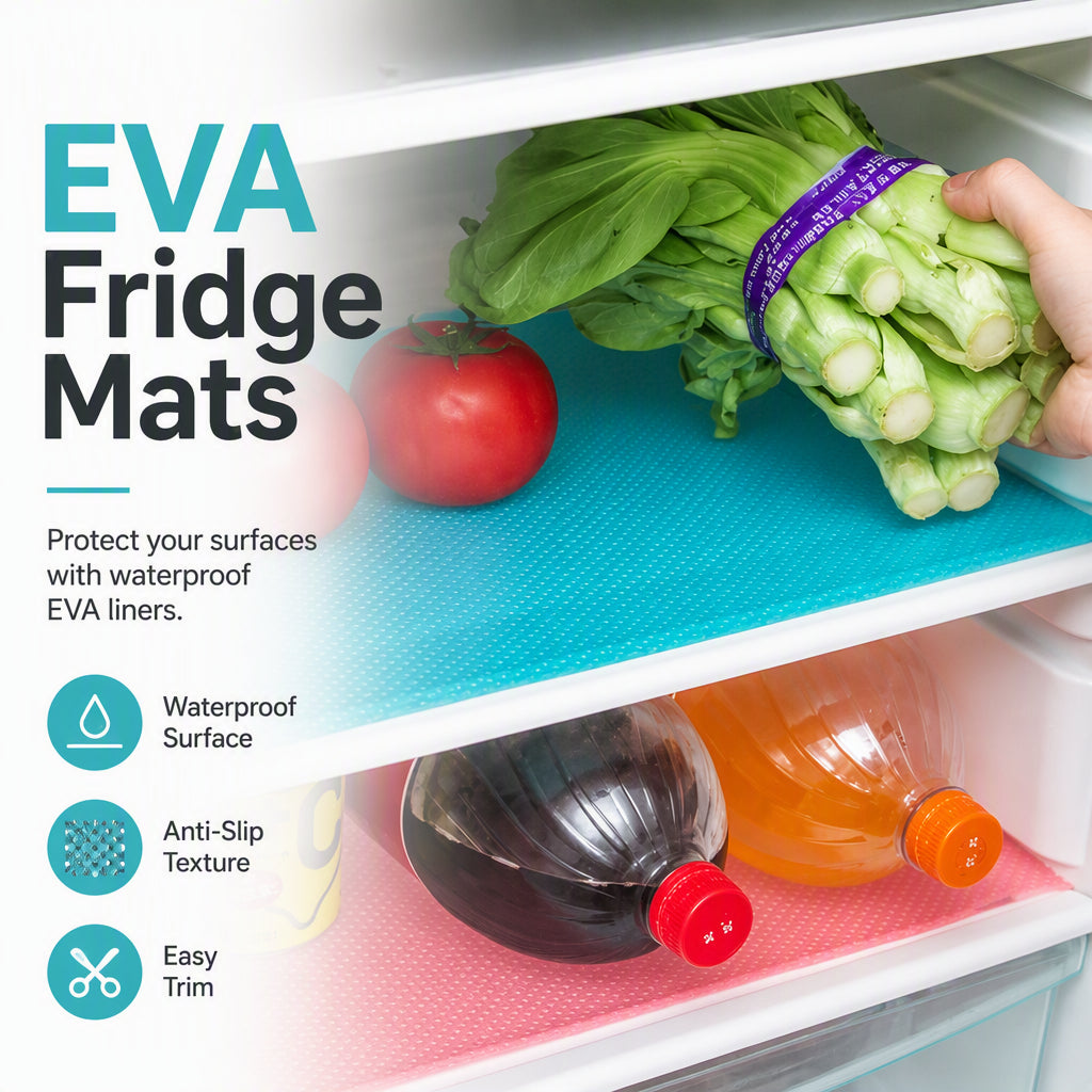 🧊 Refrigerator Shelf Liners – Washable Waterproof EVA Mats
