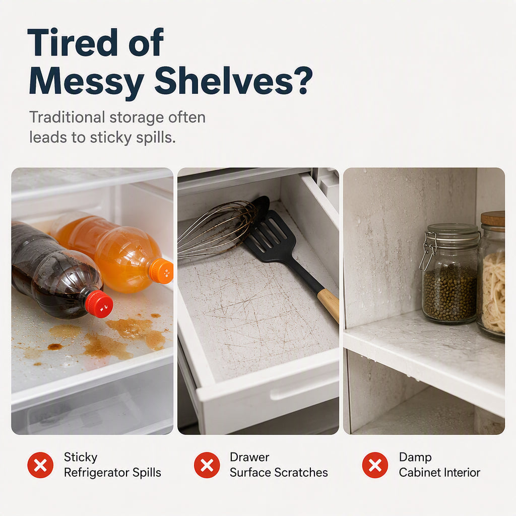 🧊 Refrigerator Shelf Liners – Washable Waterproof EVA Mats