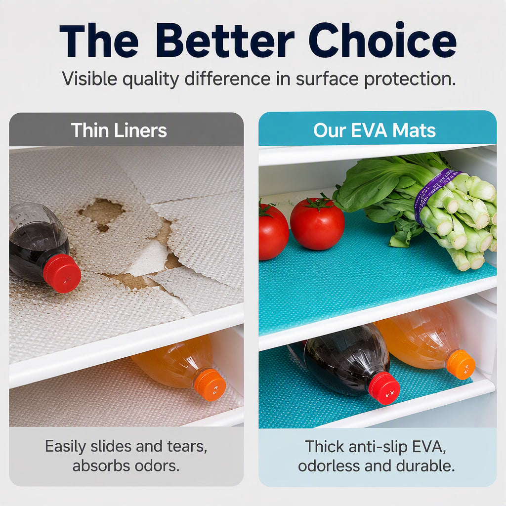 🧊 Refrigerator Shelf Liners – Washable Waterproof EVA Mats