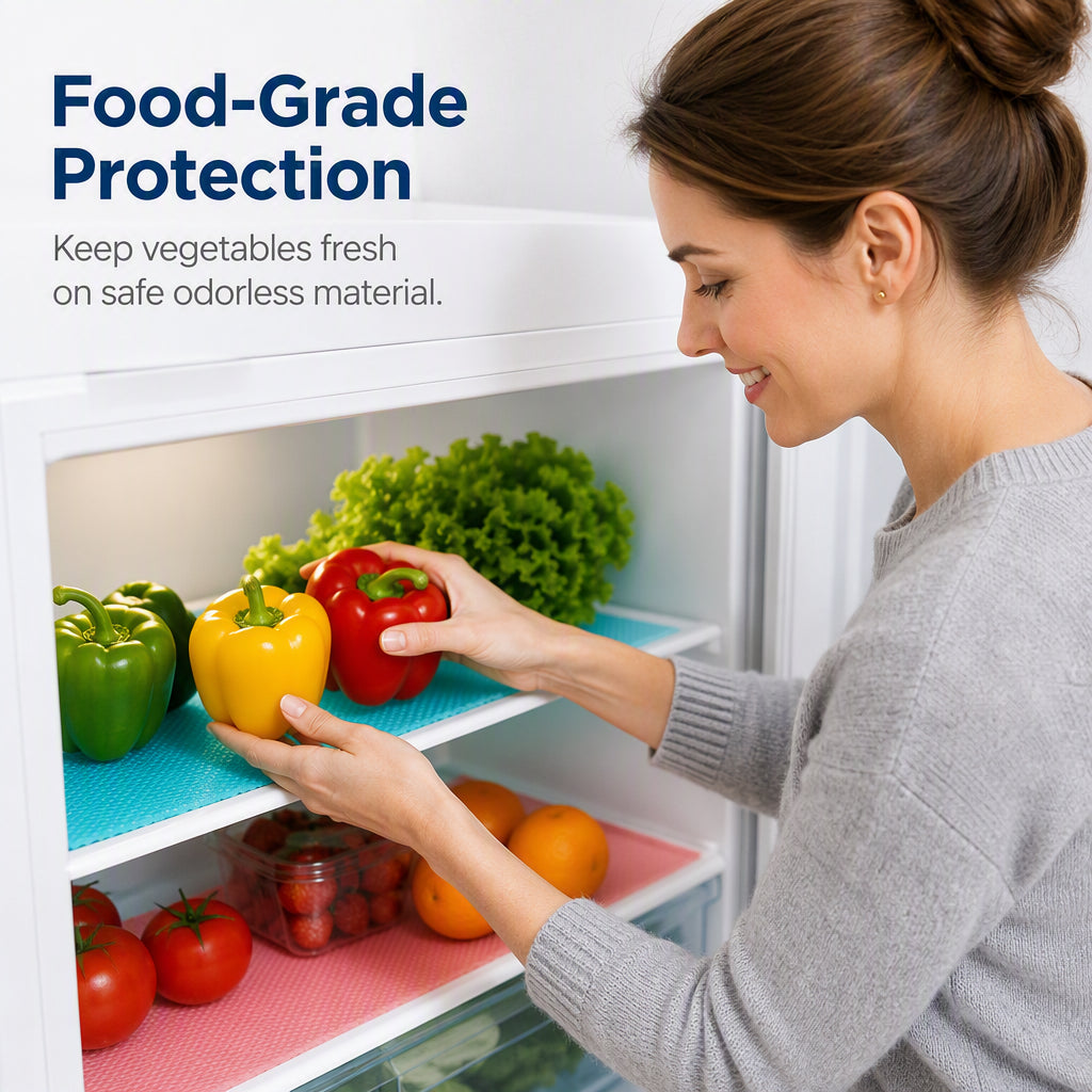 🧊 Refrigerator Shelf Liners – Washable Waterproof EVA Mats