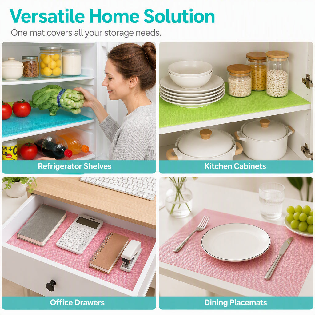🧊 Refrigerator Shelf Liners – Washable Waterproof EVA Mats