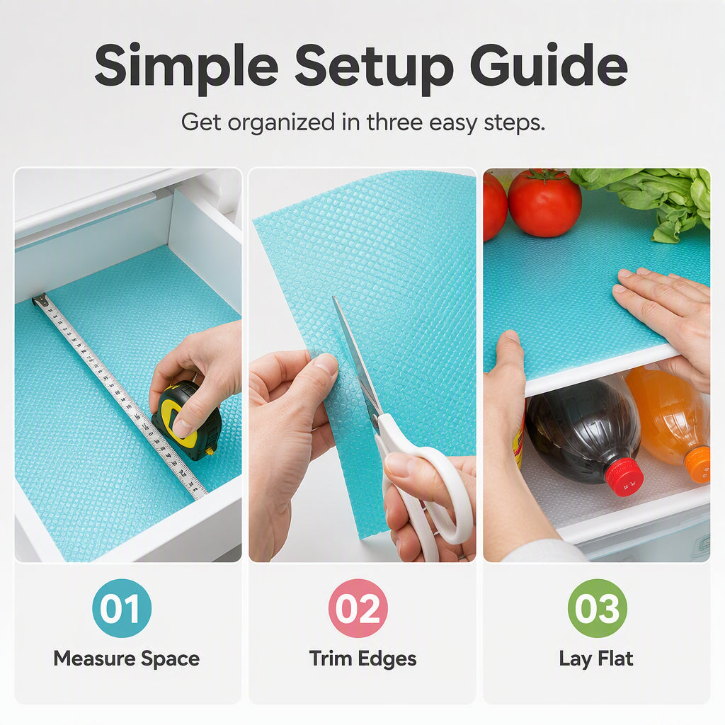🧊 Refrigerator Shelf Liners – Washable Waterproof EVA Mats