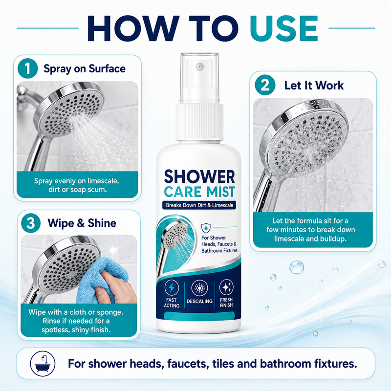 🚿 Fast-Acting Shower Limescale Remover Spray (50ml) – Hard Water & Calcium Cleaner ✨