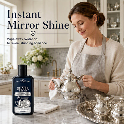 ✨ 3-in-1 Silver Cleaning & Polishing Cream – Tarnish Remover with Sponge 🥄