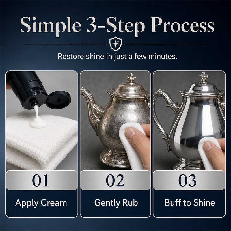 ✨ 3-in-1 Silver Cleaning & Polishing Cream – Tarnish Remover with Sponge 🥄