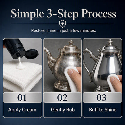 ✨ 3-in-1 Silver Cleaning & Polishing Cream – Tarnish Remover with Sponge 🥄