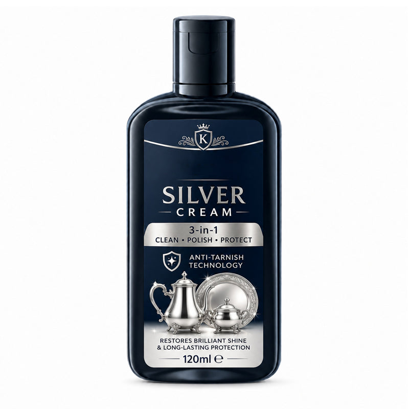 ✨ 3-in-1 Silver Cleaning & Polishing Cream – Tarnish Remover with Sponge 🥄
