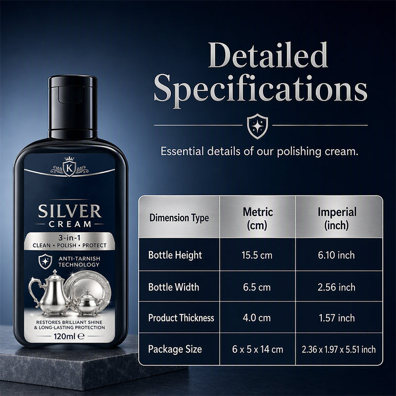 ✨ 3-in-1 Silver Cleaning & Polishing Cream – Tarnish Remover with Sponge 🥄