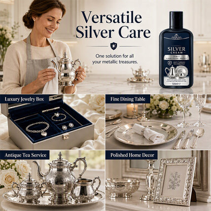 ✨ 3-in-1 Silver Cleaning & Polishing Cream – Tarnish Remover with Sponge 🥄