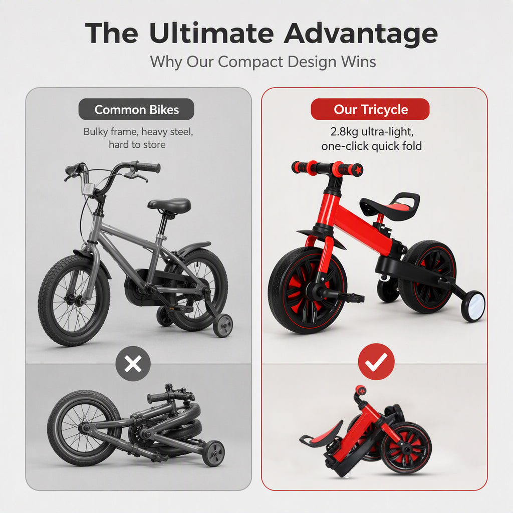 🚲 3-in-1 Kids Tricycle & Balance Bike – Foldable Toddler Ride
