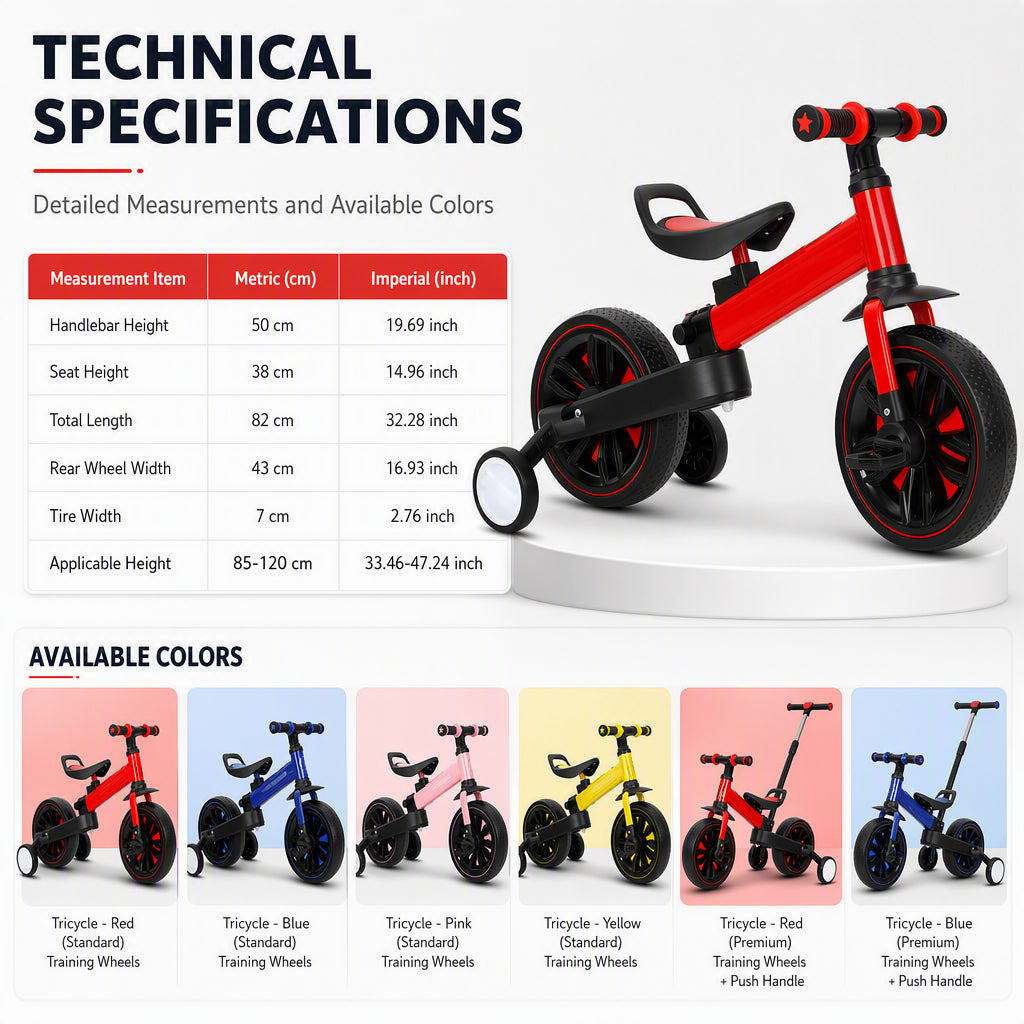 🚲 3-in-1 Kids Tricycle & Balance Bike – Foldable Toddler Ride