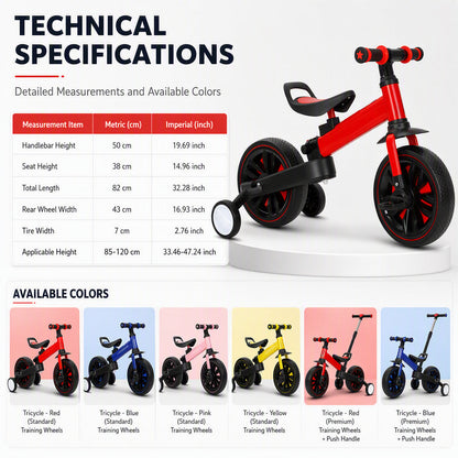 🚲 3-in-1 Kids Tricycle & Balance Bike – Foldable Toddler Ride