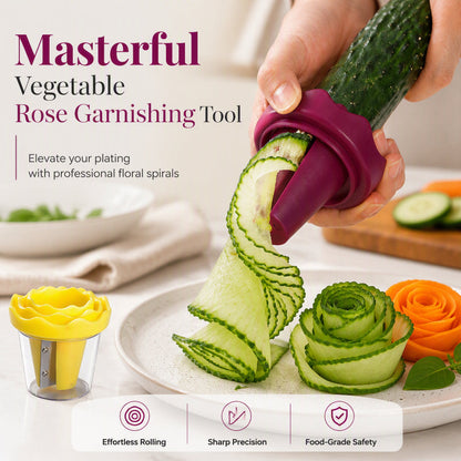 🌹 Vegetable Rose Garnishing Tool - Spiral Curler for Carrots & Cucumbers 🥕