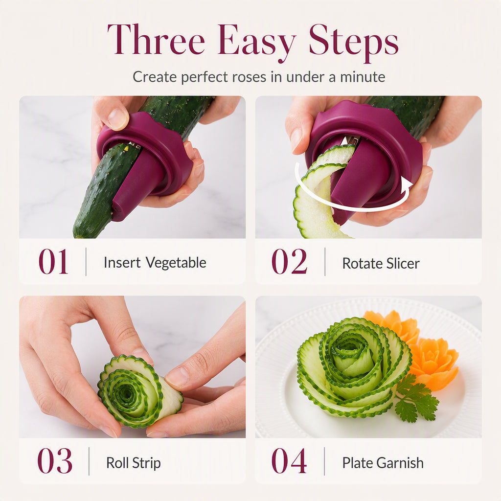 🌹 Vegetable Rose Garnishing Tool - Spiral Curler for Carrots & Cucumbers 🥕