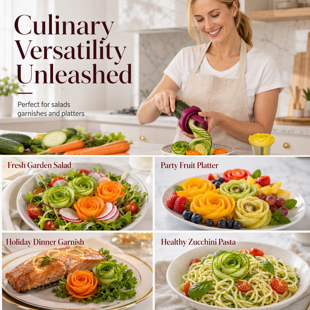 🌹 Vegetable Rose Garnishing Tool - Spiral Curler for Carrots & Cucumbers 🥕