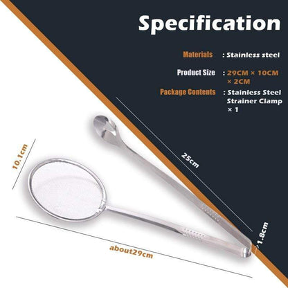 🍳 2-in-1 Stainless Steel Strainer Tongs - High Heat Deep Fry Filter Tongs 🍟