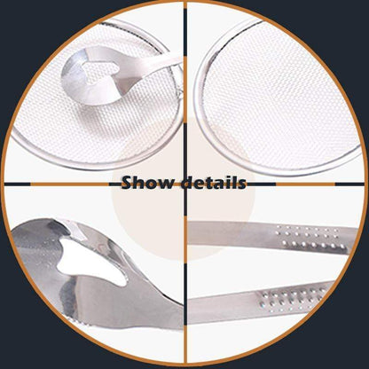 🍳 2-in-1 Stainless Steel Strainer Tongs - High Heat Deep Fry Filter Tongs 🍟