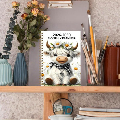 📅 2026–2030 Highland Cow 5-Year Monthly Planner – A5 Spiral Journal 🐮