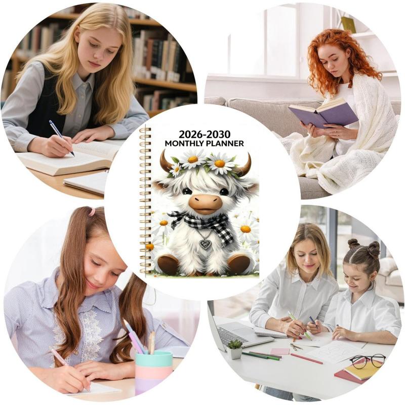 📅 2026–2030 Highland Cow 5-Year Monthly Planner – A5 Spiral Journal 🐮