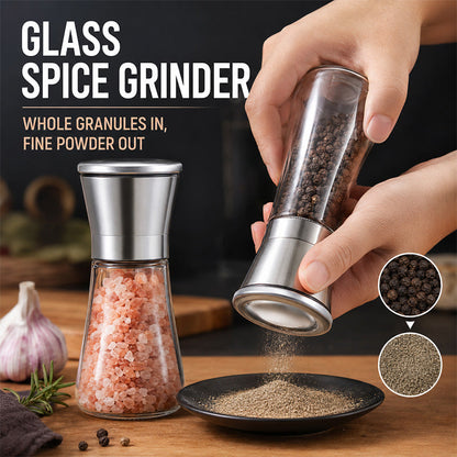 🧂 Manual Salt & Pepper Grinder – Ceramic Core Glass Mill ✨