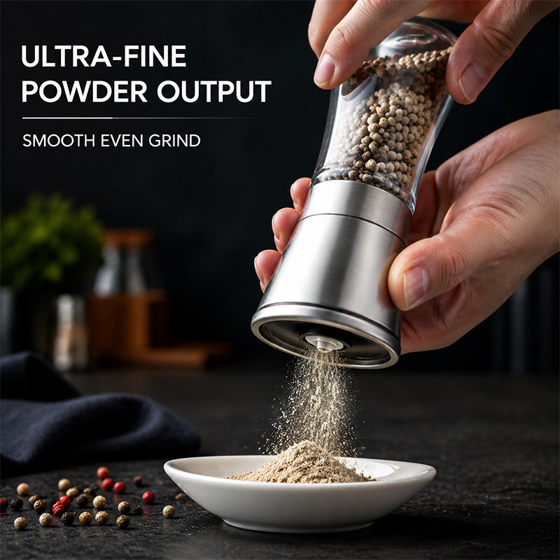 🧂 Manual Salt & Pepper Grinder – Ceramic Core Glass Mill ✨