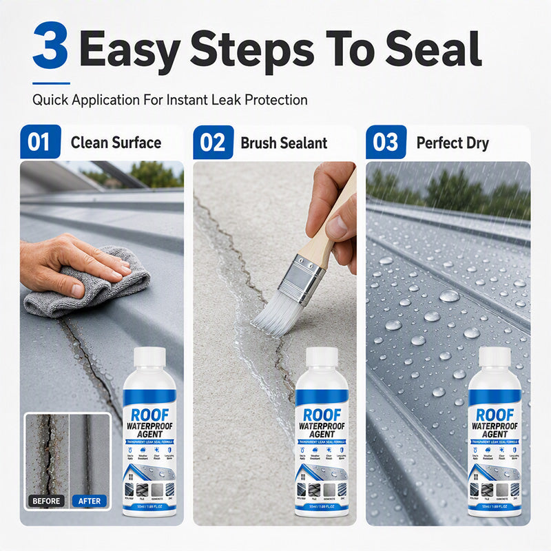 💧 Invisible Roof Leak Repair Sealant – Transparent Waterproof Coating with Brush 🛡️