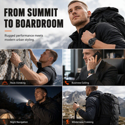 ⌚ Rugged Outdoor Smartwatch with LED Flashlight & Bluetooth Calls 🔦