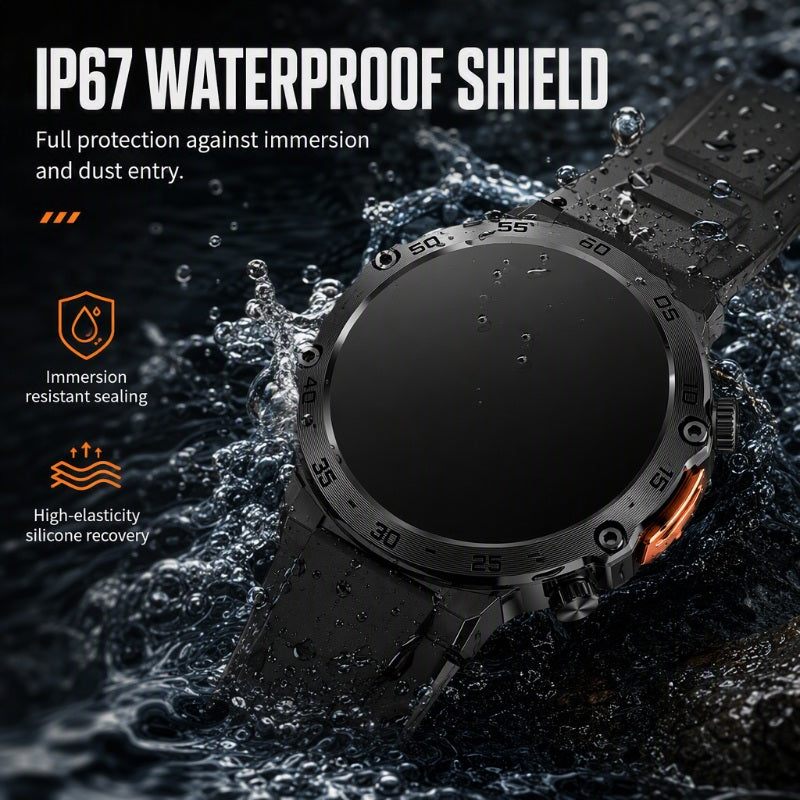 ⌚ Rugged Outdoor Smartwatch with LED Flashlight & Bluetooth Calls 🔦