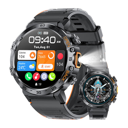 ⌚ Rugged Outdoor Smartwatch with LED Flashlight & Bluetooth Calls 🔦