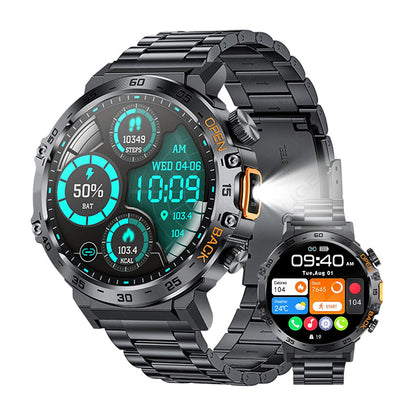 ⌚ Rugged Outdoor Smartwatch with LED Flashlight & Bluetooth Calls 🔦