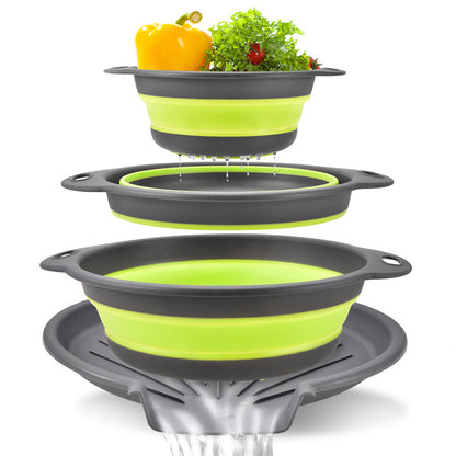 🥗 Collapsible 3-Piece Colander Set With Draining Base 🪣