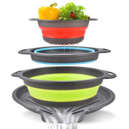 🥗 Collapsible 3-Piece Colander Set With Draining Base 🪣