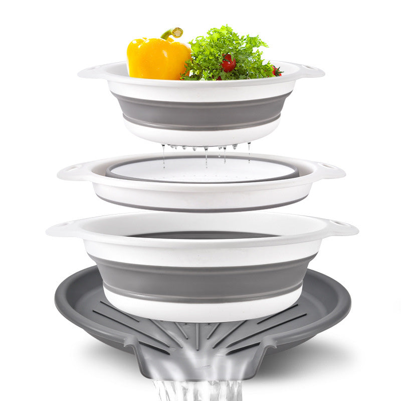 🥗 Collapsible 3-Piece Colander Set With Draining Base 🪣