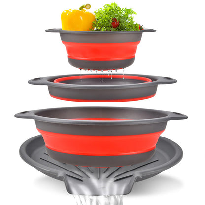 🥗 Collapsible 3-Piece Colander Set With Draining Base 🪣