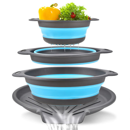 🥗 Collapsible 3-Piece Colander Set With Draining Base 🪣